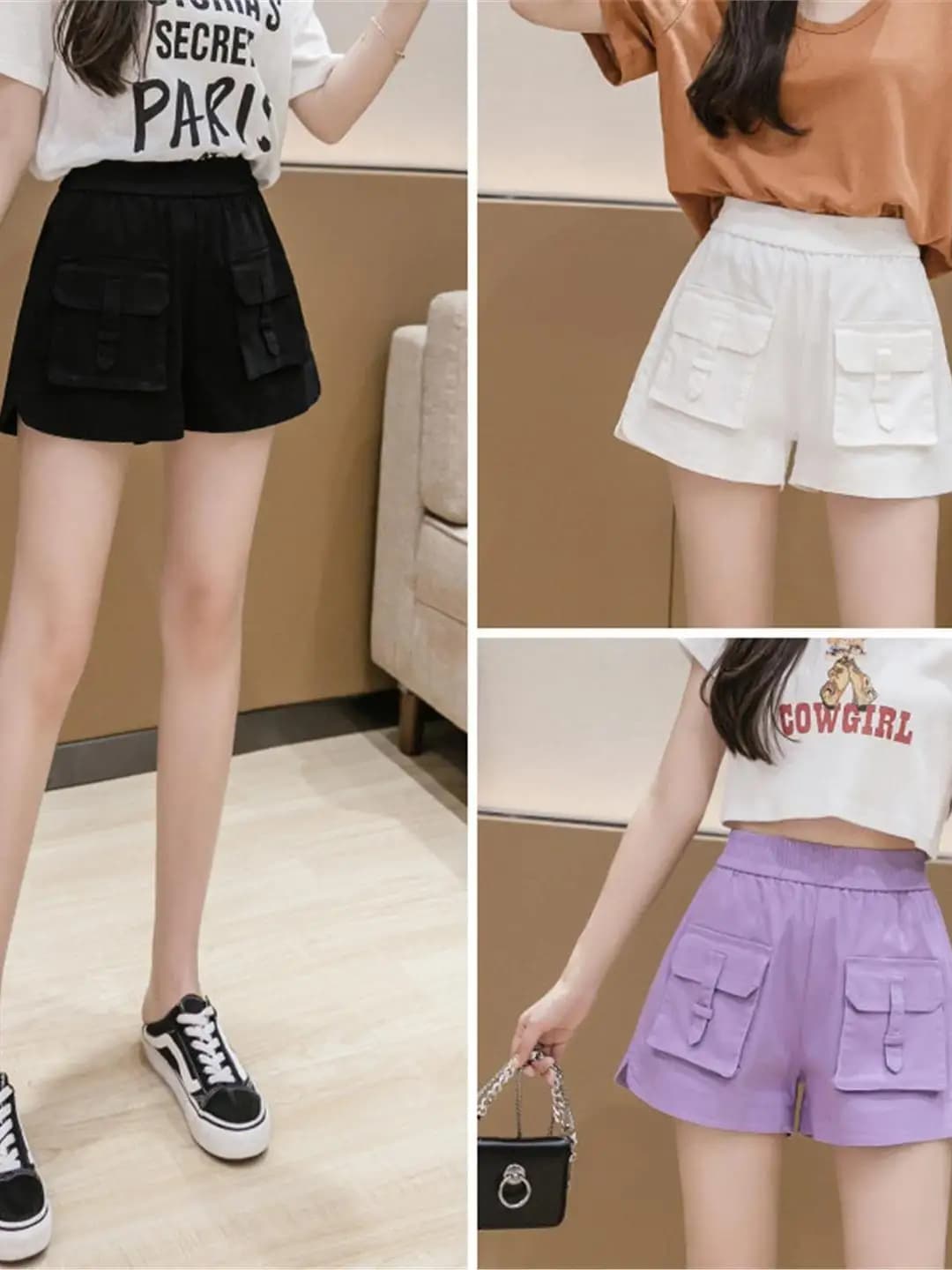 Pantaloncini da Lavoro Bianchi da Donna Primavera Estate 2026 Nuovi a Vita Alta alla Moda Gamba Dritta Slim A-Line Casual a Gamba Larga