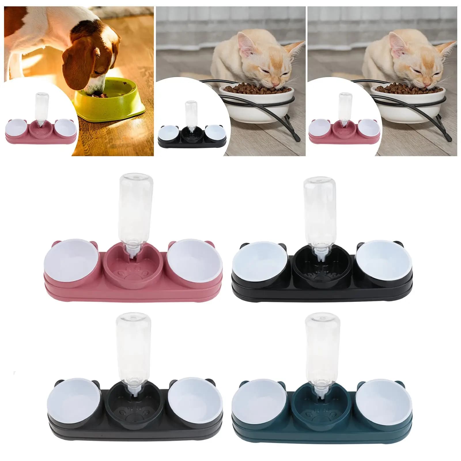 Set ciotole per cibo e acqua Piatto rialzato per gatti rialzato 15 ° Forniture per animali domestici inclinati