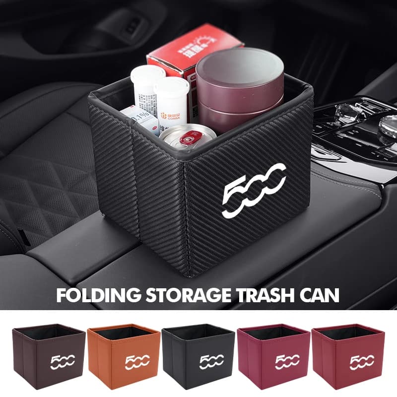 Car Trash Can Garbage Box Foldable Waste Basket Drink Storage For Fiat 500 Grande Punto UNO Tipo Stilo Palio Astra Bravo