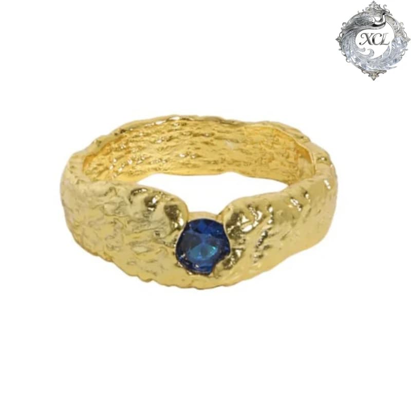 Anello aperto in argento sterling XCL S925, anello con zirconi micro-intarsiati in lamina d'oro e argento, anello di fidanzamento con promessa per gioielli regalo da donna