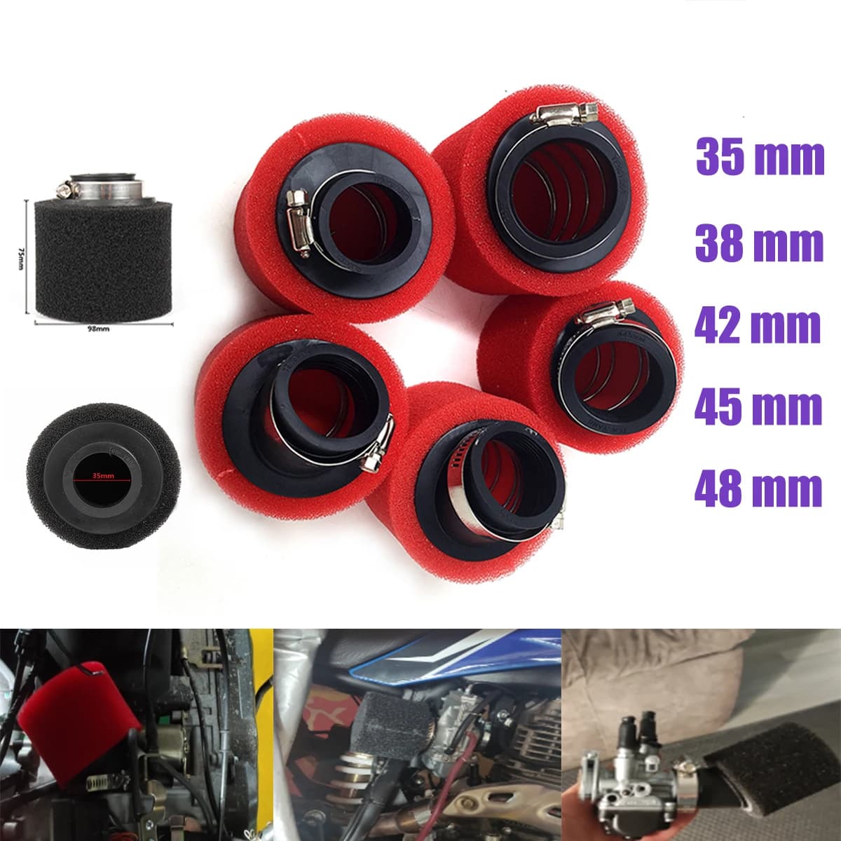 Per pz30 carburatore 200cc 250cc ATV PIT DIRT BIKE Moto 35 38 42 45 48mm Grado di Filtro Aria ANGOLATO FOAM Pod Cleaner