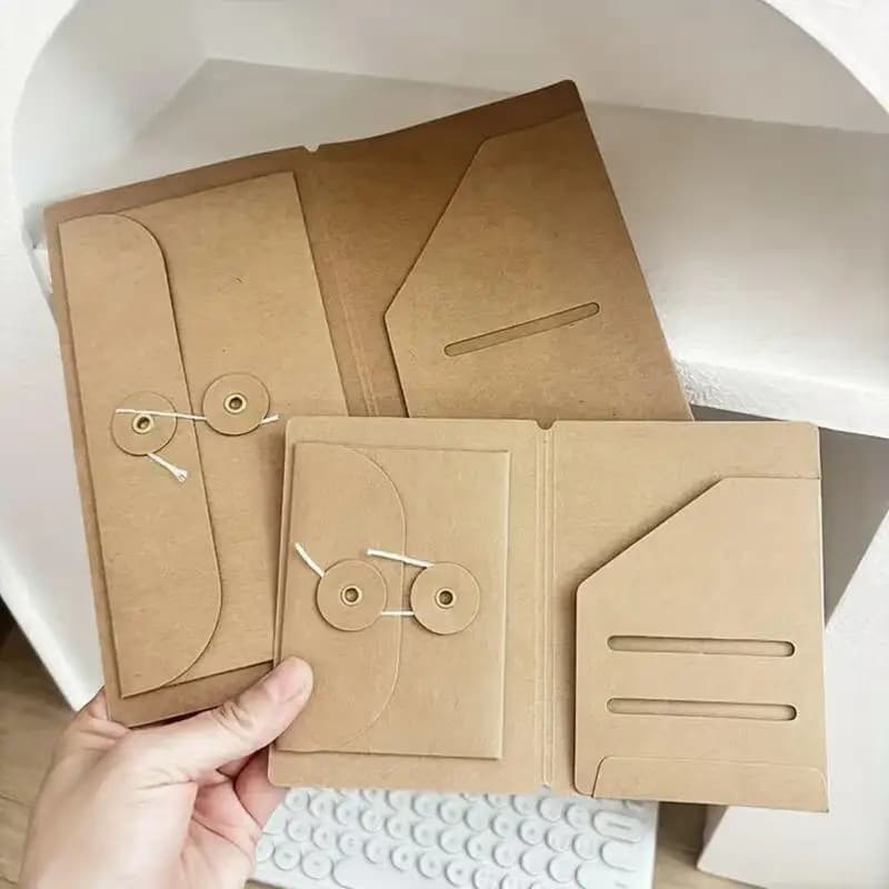 1/2 Pezzi Borsa Porta Passaporto Portatile Multiuso in Carta Kraft, Porta Biglietti per Scrapbooking, Organizzatore per Biglietti da Visita