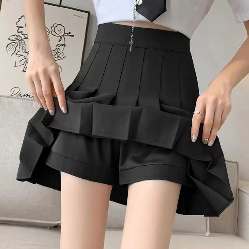 Gonne A pieghe da donna gonna da ballo con cerniera A vita alta estiva Y2k JK minigonne da ragazza dolce nero studente A Line Shorts Fashion