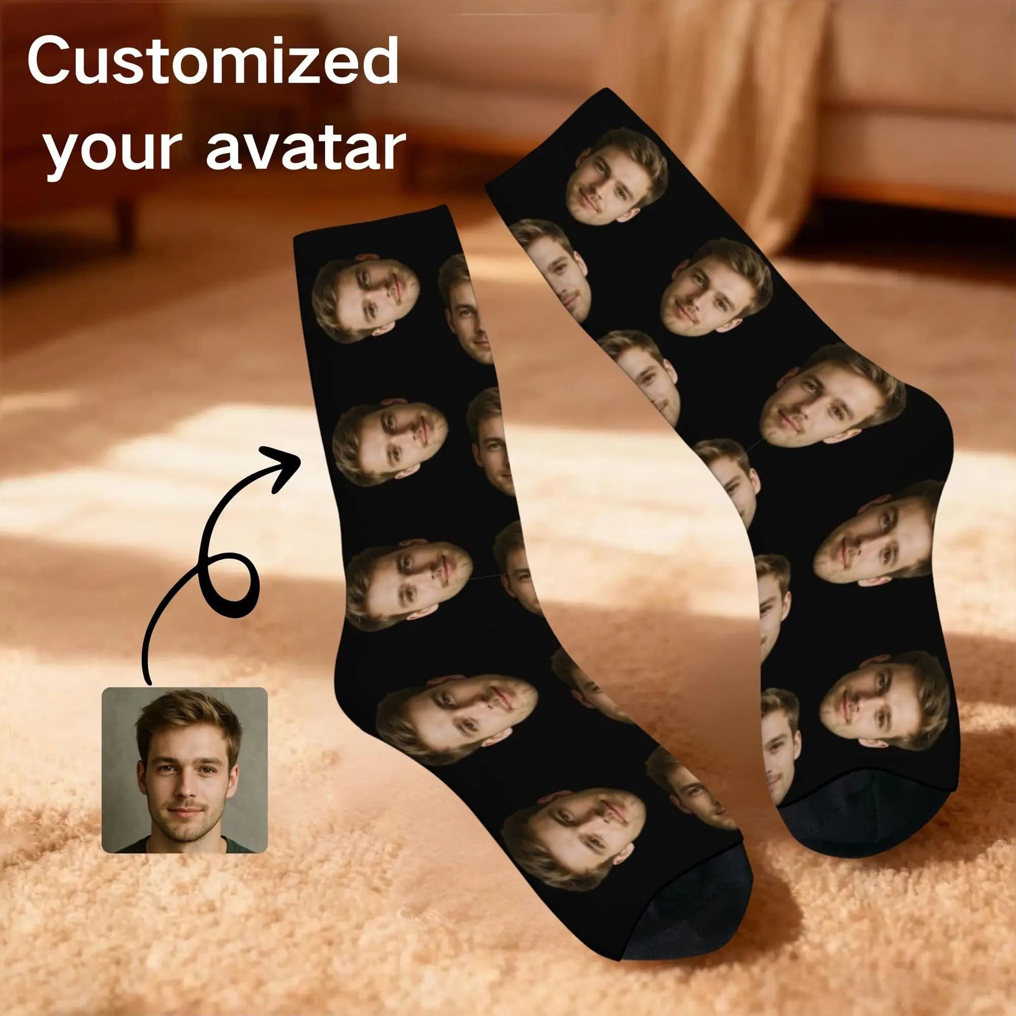 Funny Personalized Face Photo Custom Socks Men Women Warm 3D Print Design Your Own Sports Football Socks