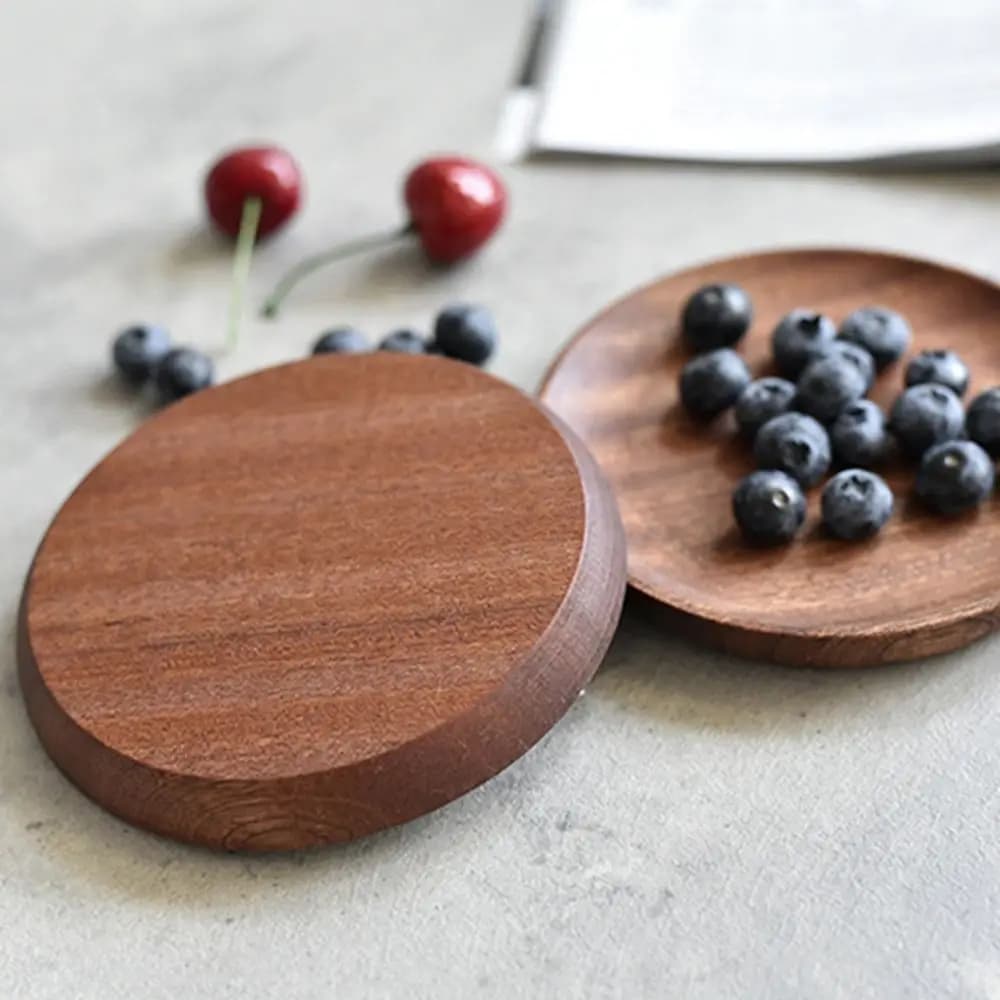Stoviglie per frutta secca in legno color noce Pane Dessert Vassoio in legno Piatto per alimenti Piatto per snack Vassoio da portata Piatto in legno
