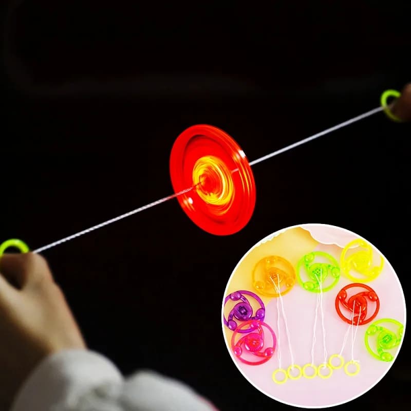5 Pezzi Nuovi Giocattoli Luminosi a Corda con LED, Giocattoli Luminosi Lampeggianti a Volano, Giocattoli Giroscopici Flash per Bambini, Regalo Novità