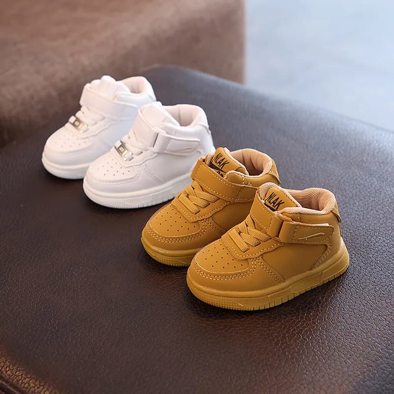 Childrens Autumn New Leather Shoes Girls Soft Soles Non-slip Comfortable Little White Shoes Boys Breathable Casual Kids Sneakers