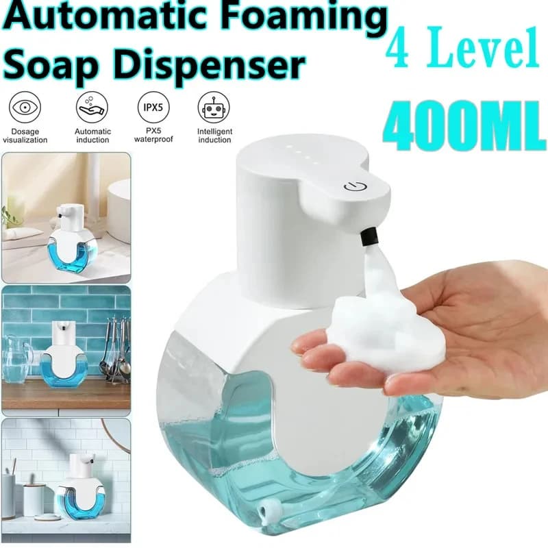 400ml Automatic Foaming Soap Dispenser 4 Level Adjustable Rechargeable Touchless Smart Foam Electric Hand Sanitizer Dispenser