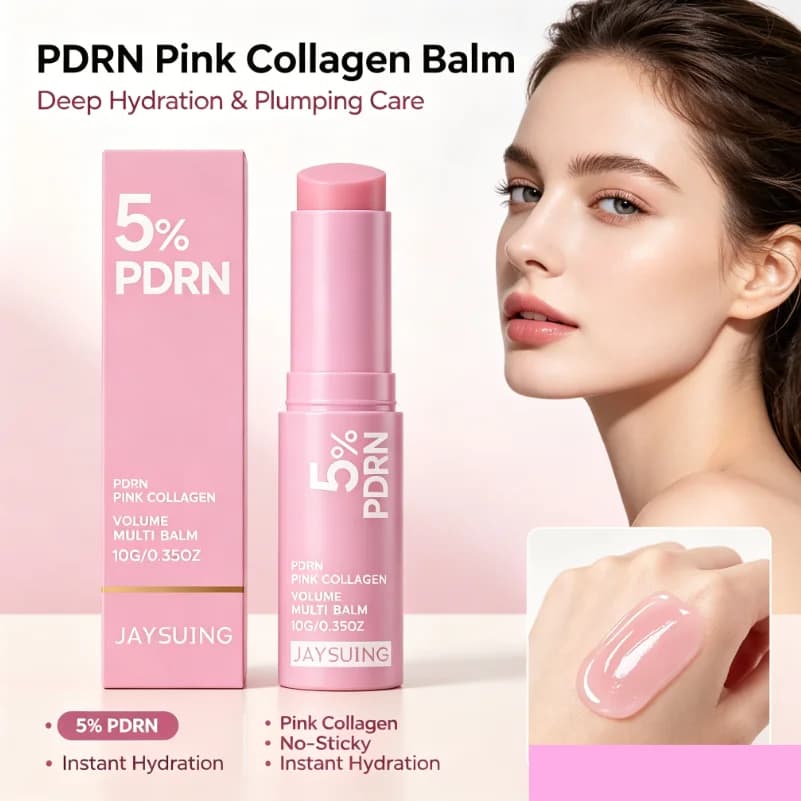 10g Jaysuing 5% PDRN Pink Collagen Volume Stick, Non-Sticky Deep Hydration Firming Plumping Repair Stick For Face Eye Neck