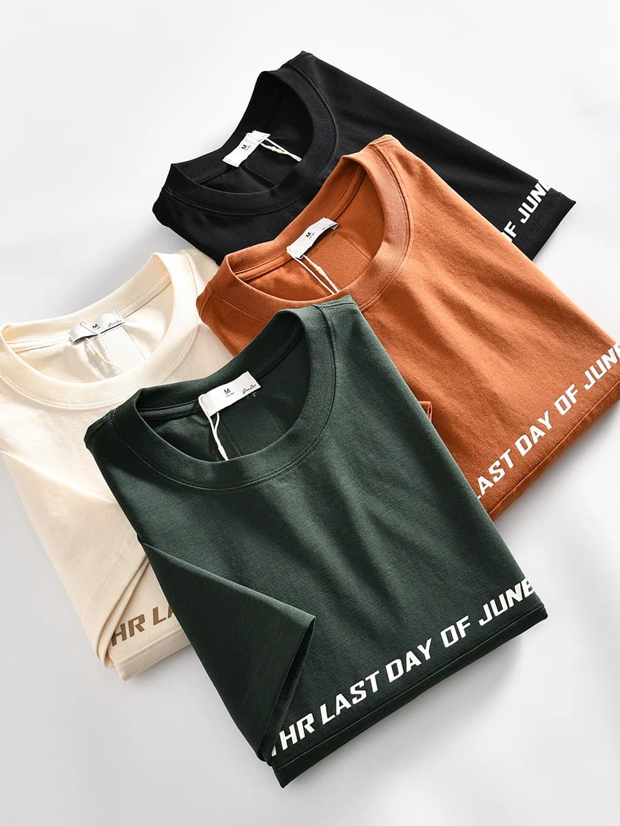 T-shirt casual stampata per uomo, delicata sulla pelle, con elevato contenuto di cotone, traspirante, versatile, a maniche corte, moda estiva