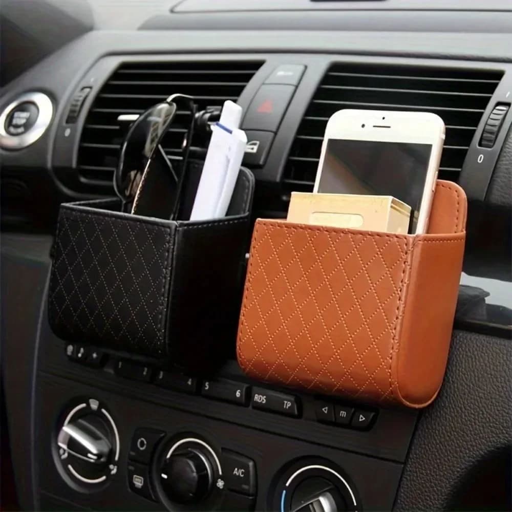 Add to wish list bag holders for car socket, mobile phone, key, sunglasses, ventilation, home, hanging leather glove box