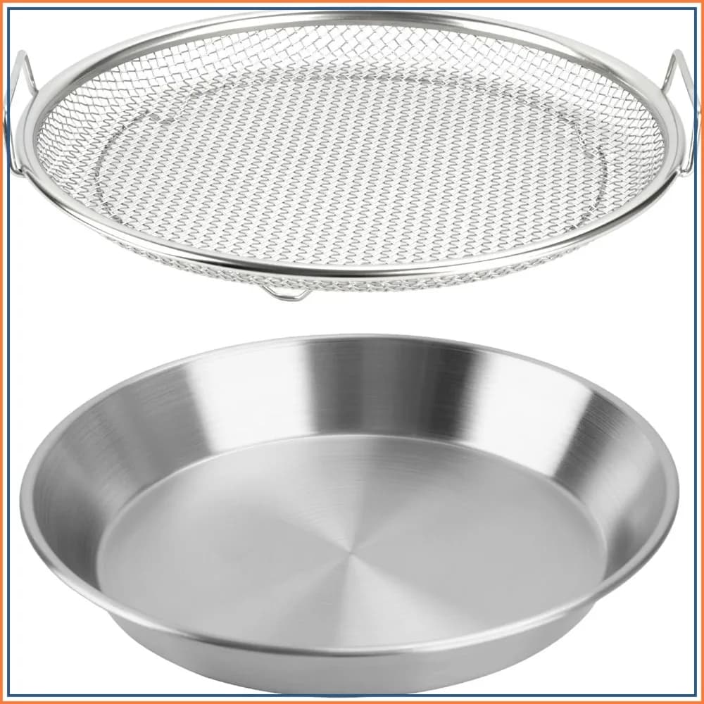 Stainless Steel Mesh Oil Filter Tray, Air Fryer Accessories for Fried Food Draining Rack, Barbecue Grill Net Pan, 10.2 Inch