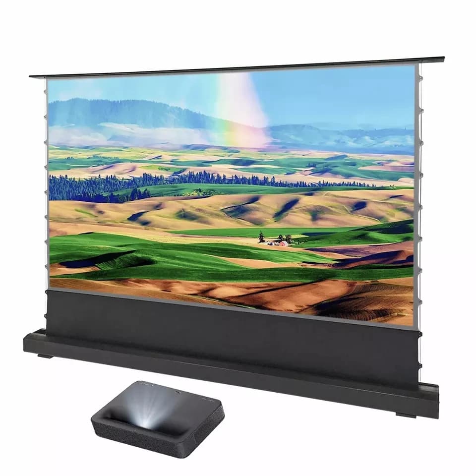 XJK Schermo di proiezione ALR a pavimento motorizzato all'ingrosso Proiettore laser 4K HD UST da 100 pollici a lancio ultra corto