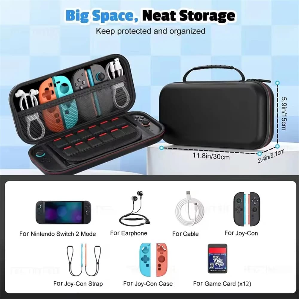 Custodia da Viaggio per Console NS Switch 2, Borsa Protettiva Rigida in EVA Antiurto per Accessori Switch 2