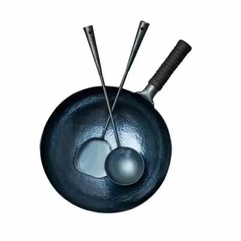 Wok tradizionale cinese, Wok fatto a mano e padella Padella antiaderente non rivestita addensata Pentola da cucina multifunzionale