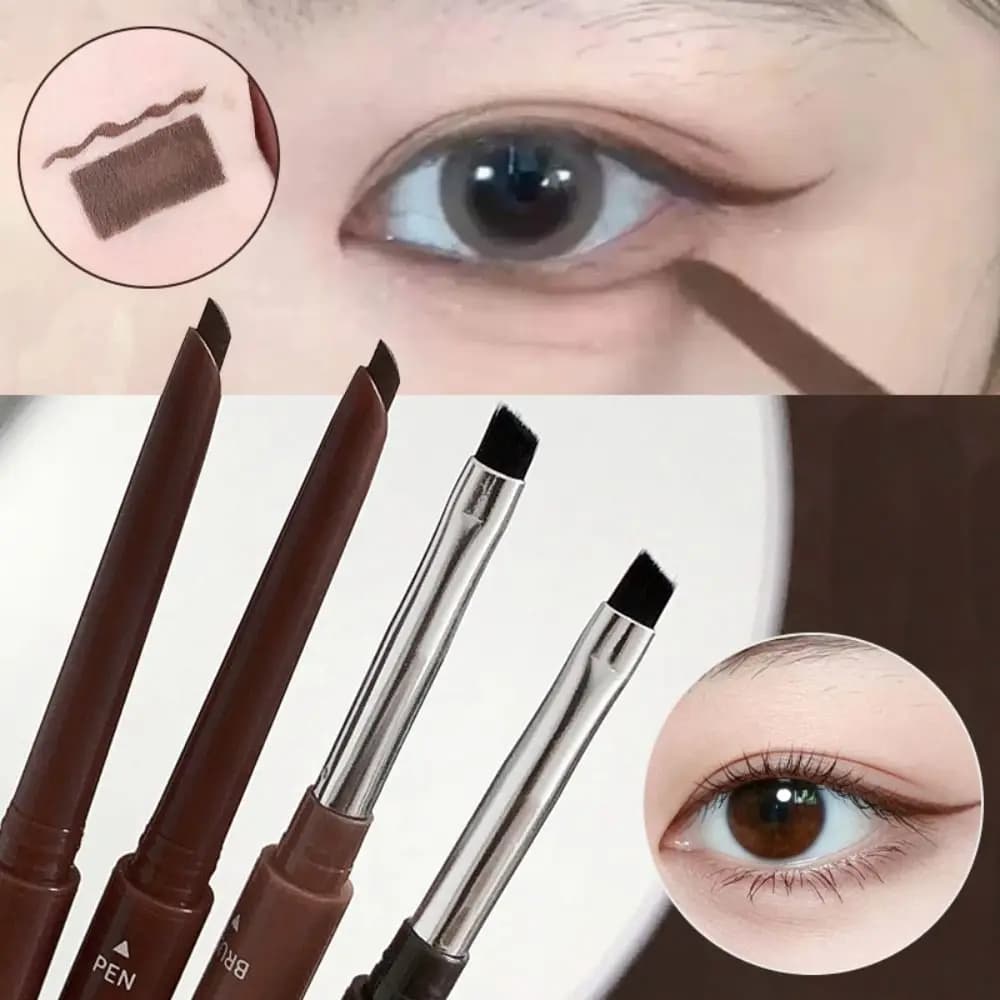 Double Headed Eyeliner Gel Pen Ultra-fine with Angled Brush Gel Eye Liner Pen Waterproof Long-Lasting Eyeshadow Contour Stick