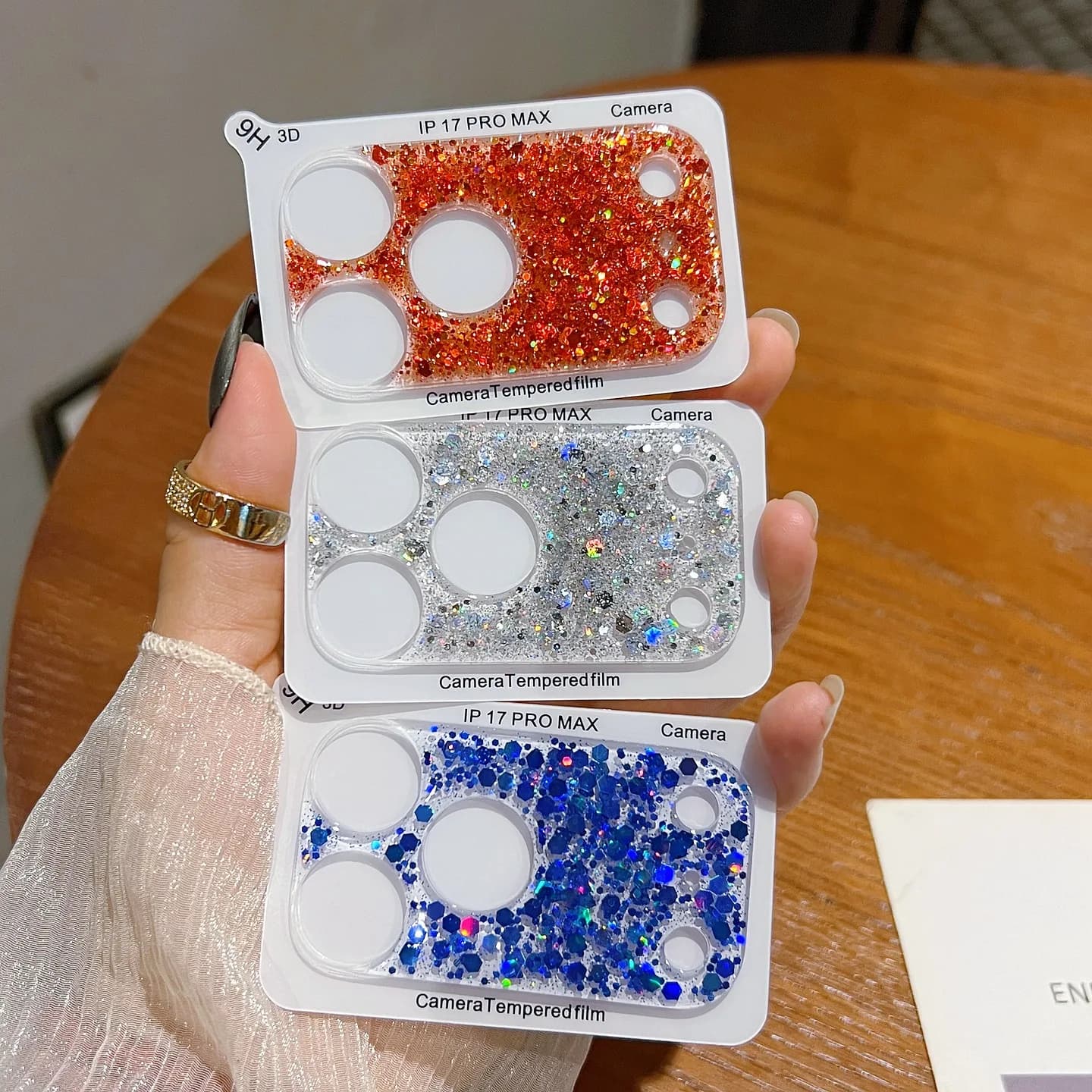 Glitter Sequin Clear Tempered Glass Rear Camera Lens Protector for iPhone 17Pro Max 17Pro Cover Screen Protector Lens Ring Film