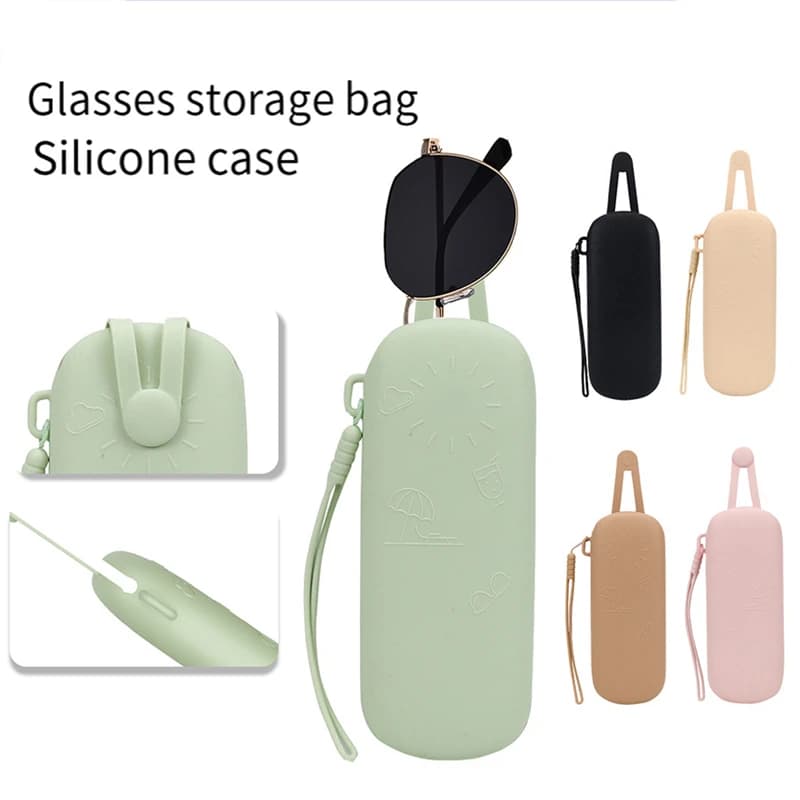 Custodia per Occhiali in Silicone Ultra Leggera e Morbida con Cinturino da Polso, Cover Protettiva Antigraffio e Antipolvere per Occhiali da Sole da Viaggio
