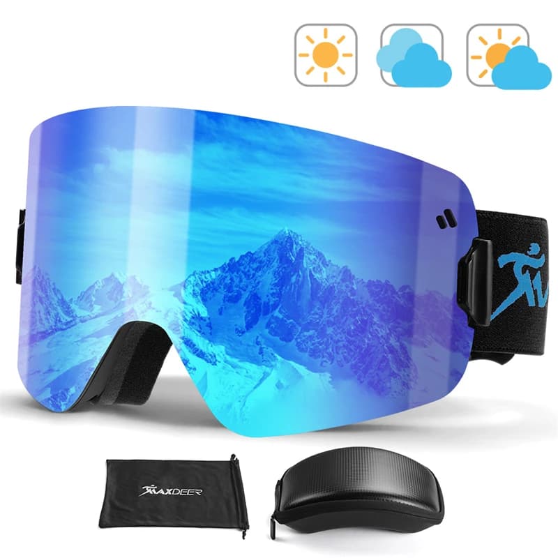 Occhiali da sci magnetici Occhiali da snowboard da uomo Lenti a doppio strato Anti-appannamento UV400 Occhiali da neve Donna Motoslitta Occhiali da sci OTG