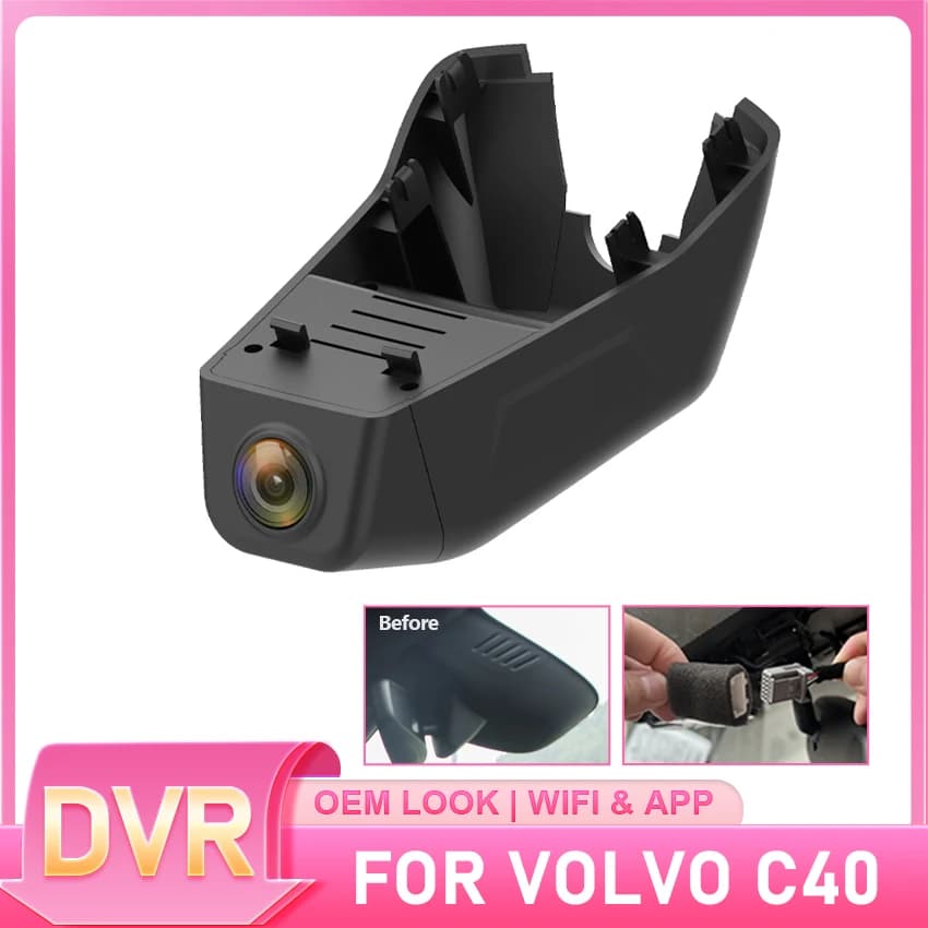 Dashcam for Volvo C40 Recharge 2021 2022 2023 2024 2025, DVR Car with Original Appearance, WIFI APP connection for Volvo C40, Night vision