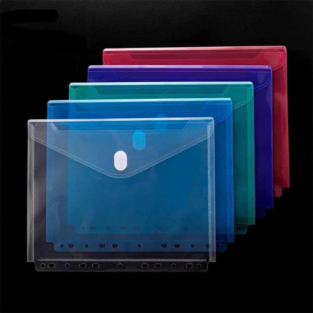 Cartelline Forate di Plastica Trasparente per Documenti Formato A4, Custodie Protettive per Documenti, Forniture per Ufficio