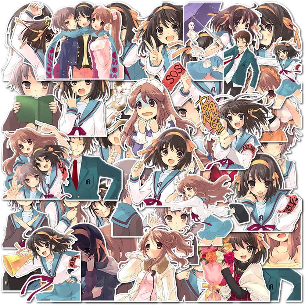 40 pieces of "The Melancolia of Haruhi Suzumiya" Manga Merchandise Decorative wall decals for water bottles Phone cases De