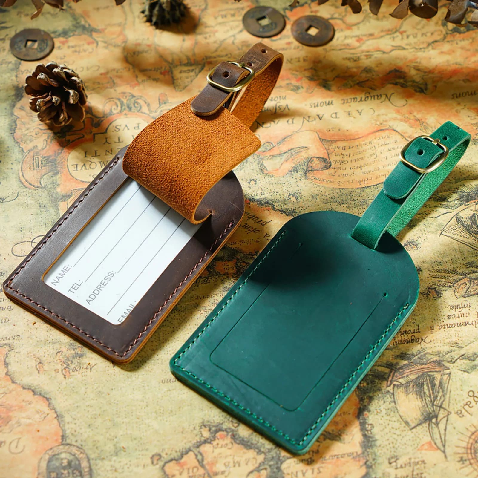 Etichetta per bagagli in vera pelle Etichette per valigie Etichetta per borsa d'imbarco in pelle per bagagli Nome ID Indirizzo Titolare per accessorio da viaggio