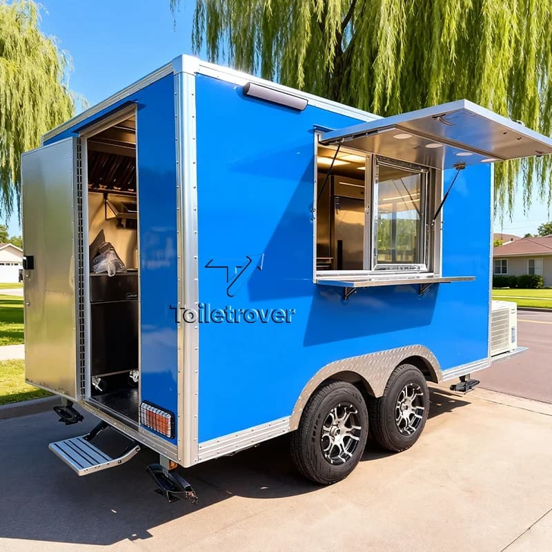 Camioncino Ristorante Mobile All'ingrosso, Rimorchio per Gelati e Dessert, Food Truck con Attrezzatura da Cucina