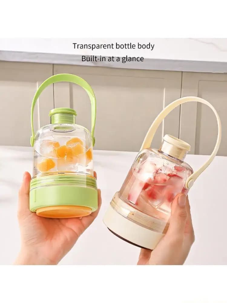 QX2E Leak Proof Efficient Ice Molds Bottle Manual Press Mechanism Ice Cubes Container For Picnics Commuting