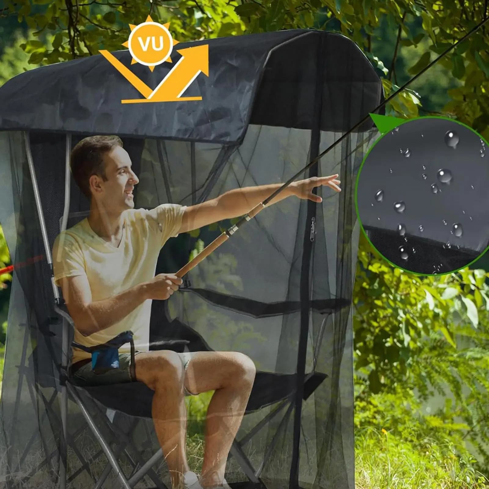Copertura per altalena da veranda con cerniera, pieghevole, impermeabile, per esterni, per viaggi, arrampicata, escursioni, pesca, giardino