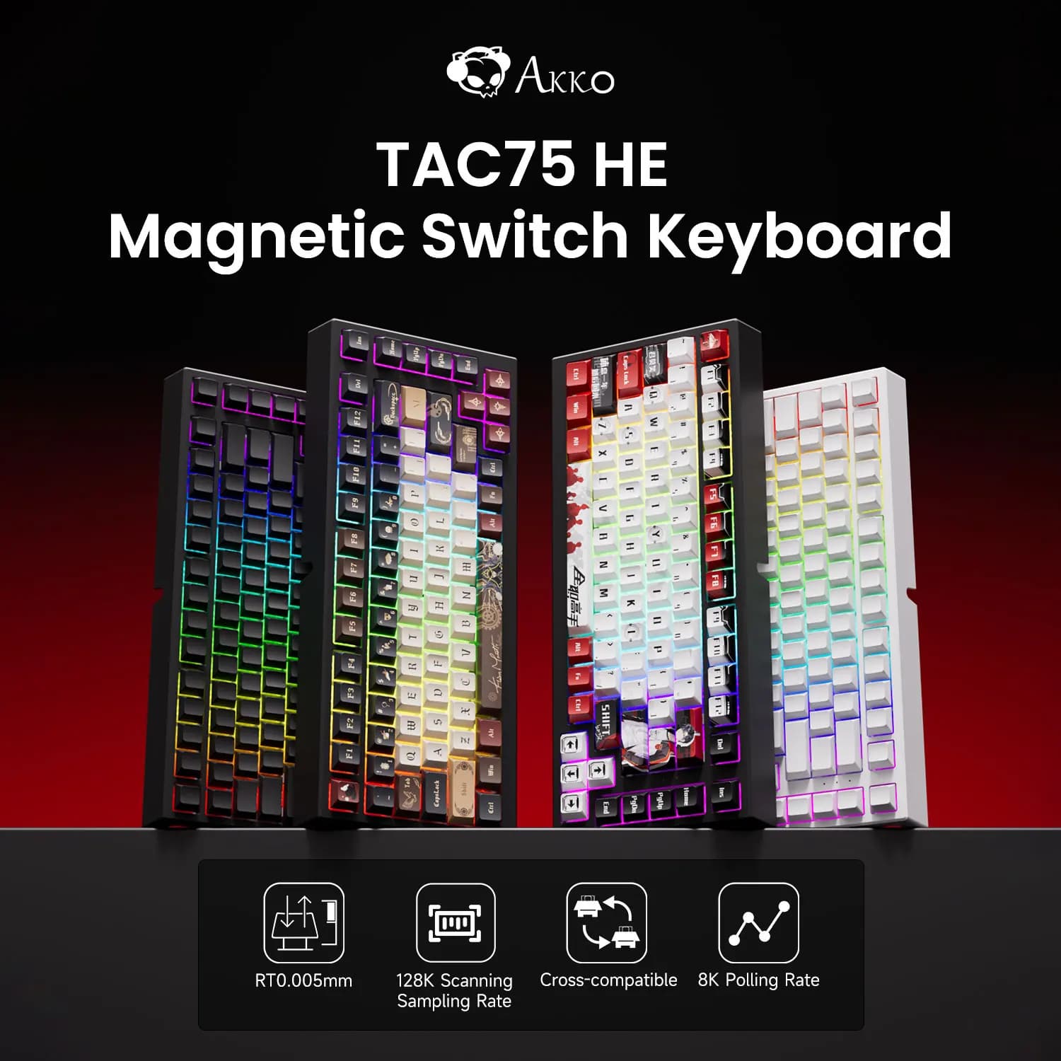 AKKO TAC75 HE Keyboard with Magnetic Switch 75% Trigger Quick 0.005mm 8K RGB Wired Esports Custom Keyboard for Players