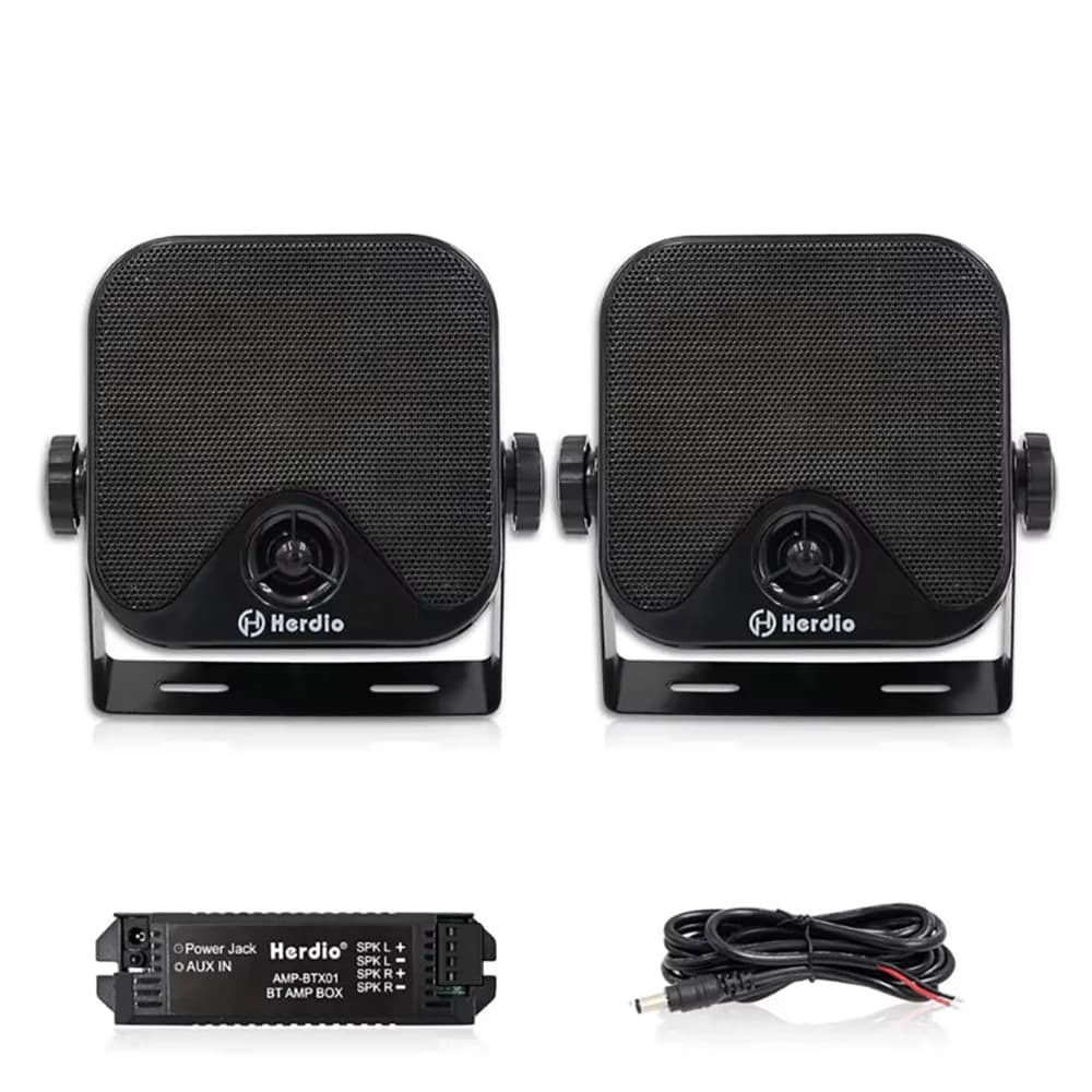 Herdio 4'' 2PCS Heavy Duty Waterproof Boat Marine Bluetooth Speakers Surface Mounted For Camper Skid Steer ATV UTV RZR Golf Cart