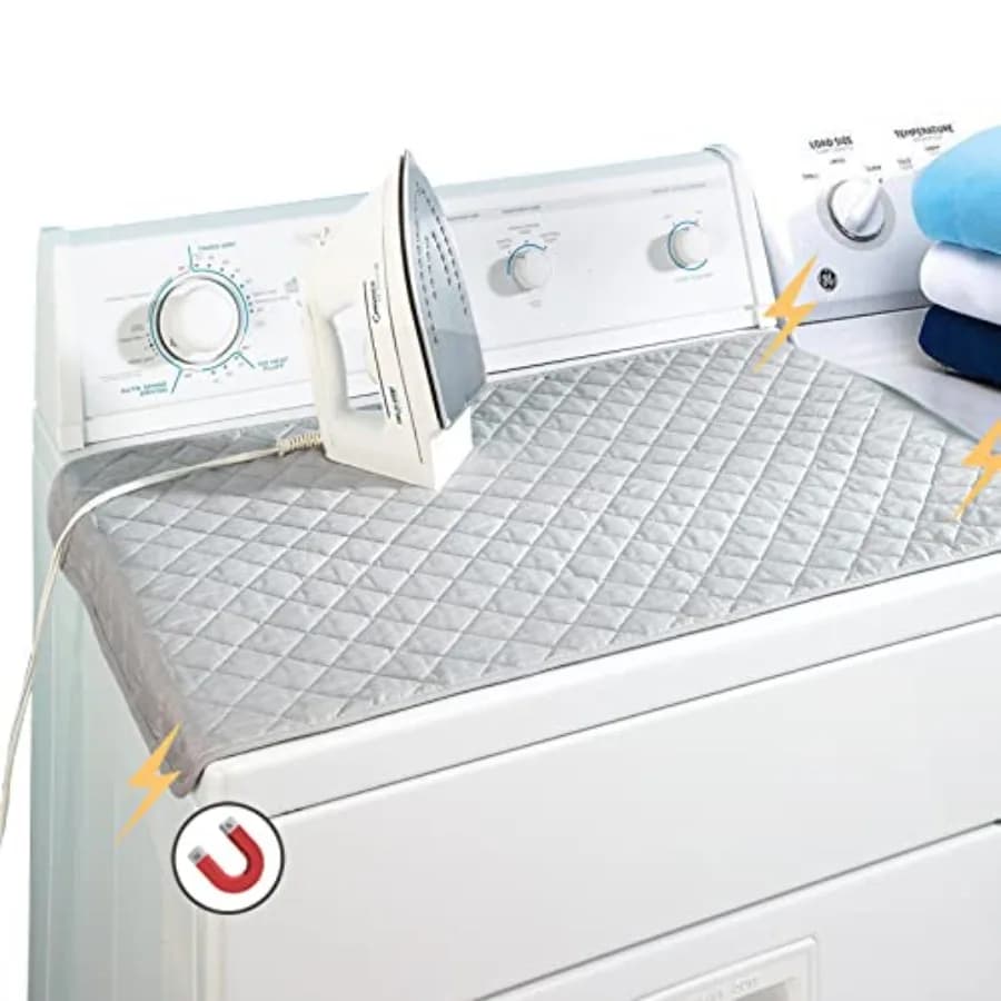 Magnetic Ironing Mat Blanket, Iron Board Alternative Cover/Quilted Washer Dryer Heat Resistant Pad/Portable Cover/Mat Grey 33"X