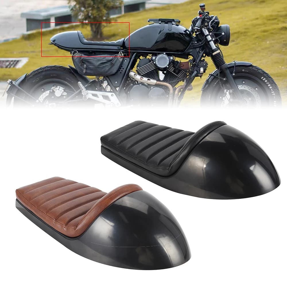 Sella Moto Retrò Cafe Racer with Cover for Honda Scrambler Cruiser Bagger Naked Chopper K100RS R NINE T Universal