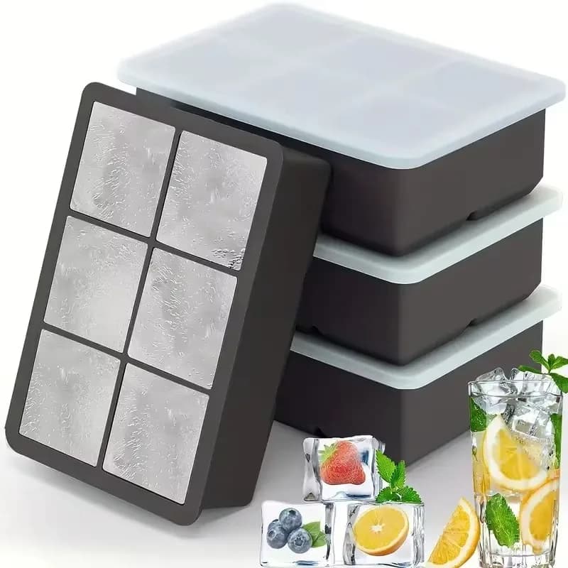 Ice Cube Mold Large Silicone Ice Cube Moulds with Removable Lids Square Tray Mold Pub DIY Juice Beverage Ice Maker Ice Cube Tray