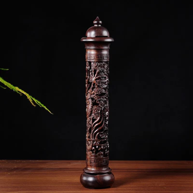 Legno di ebano Drago Scultura Bastone Pomate di incenso Joss Bastoni Titolare Incensiere fatto a mano Forno per aromaterapia