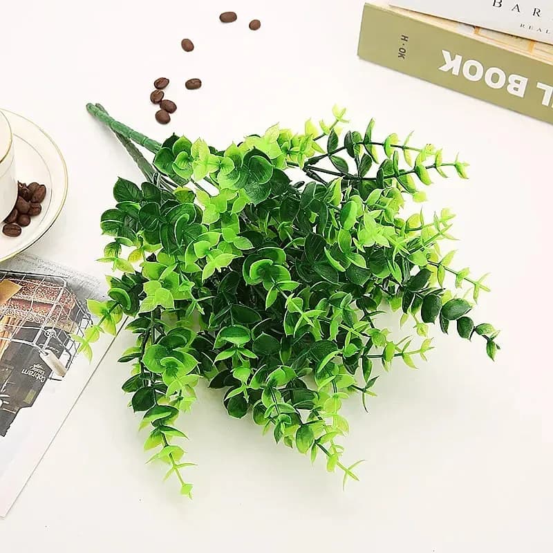 7 Fork Water Grass Eucalyptus Plastic Artificial Plants Green Grass for Wedding Home Table Decoration