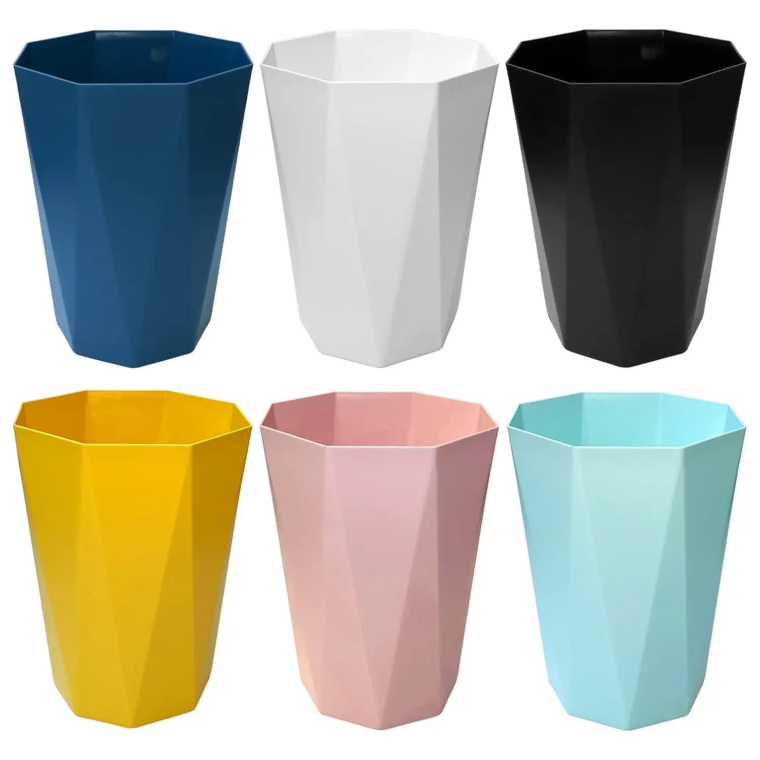 Set di 6 Cestini per Rifiuti in Plastica da 2,6 Galloni, Contenitori per Spazzatura, Organizzatori per Ufficio e Camera da Letto