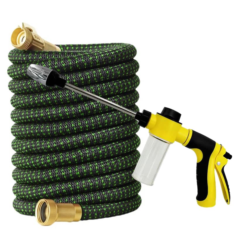 Garden pipe 25-125 Feet, 3/4 Inches, with High Pressure Water Gun, Ideal for Irrigation of the Meadow