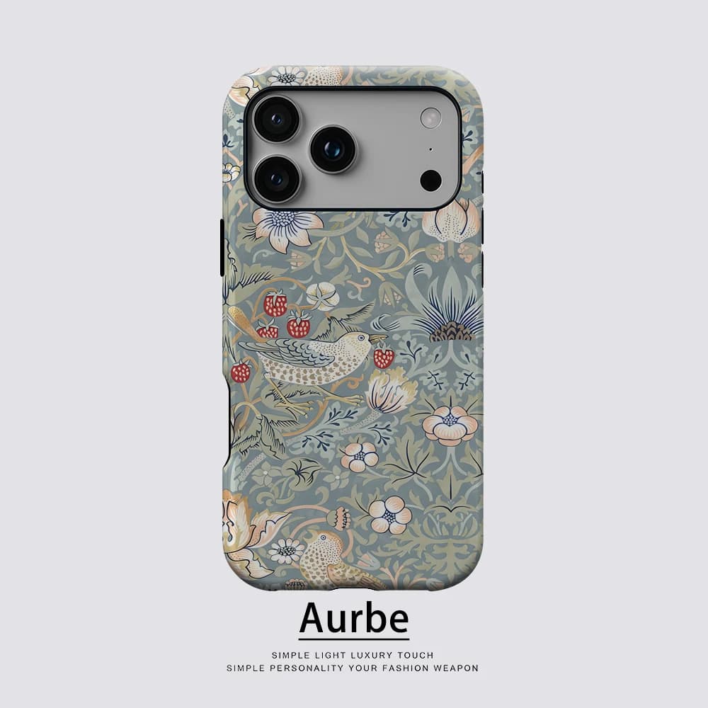 Bird Strawberry Art For Magnetic Phone Case For IPhone 17 16 15 14 13 Pro Max Plus Single Double-Layer Tough Case