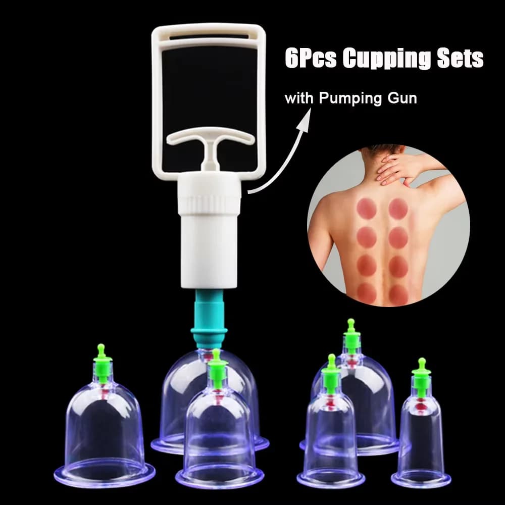 6PCS 12Pcs Vacuum Cupping Sets with Pumping Gun Suction Cups Back Massage Body Cup Detox Anti Cellulite Cans Healthy Care Jars