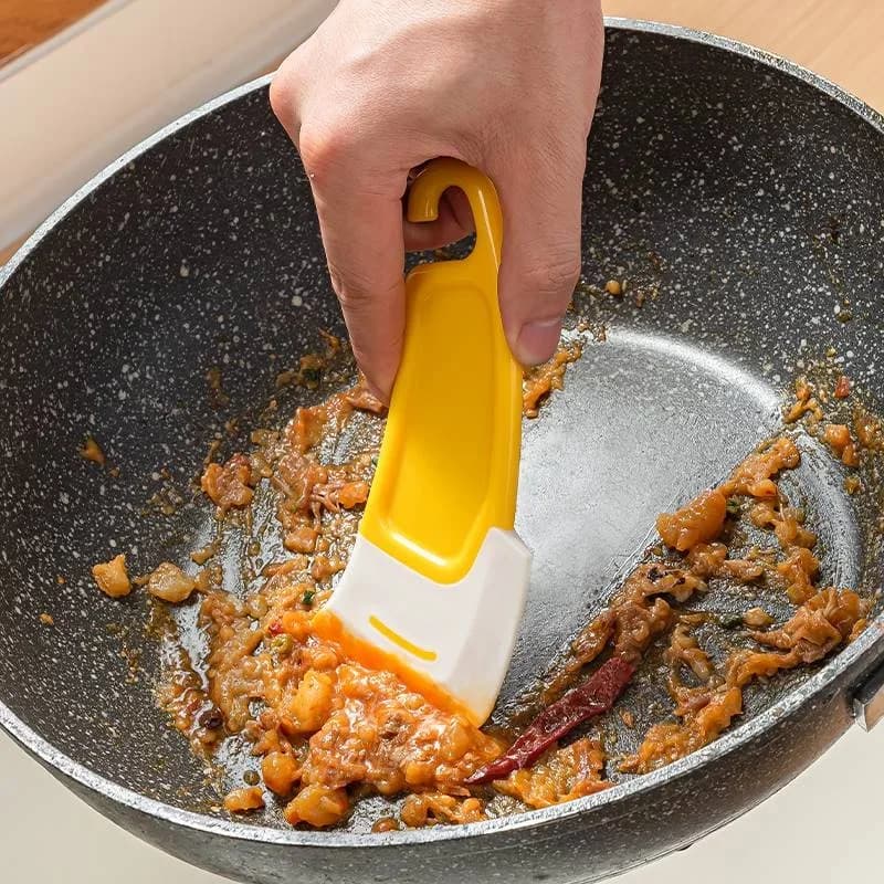 Spatola per pulizia in silicone Raschietto da cucina Spazzola per raschietto a lama morbida Padella sporca Pentola Piatti Strumenti per pulire Utensili da cucina in silicone