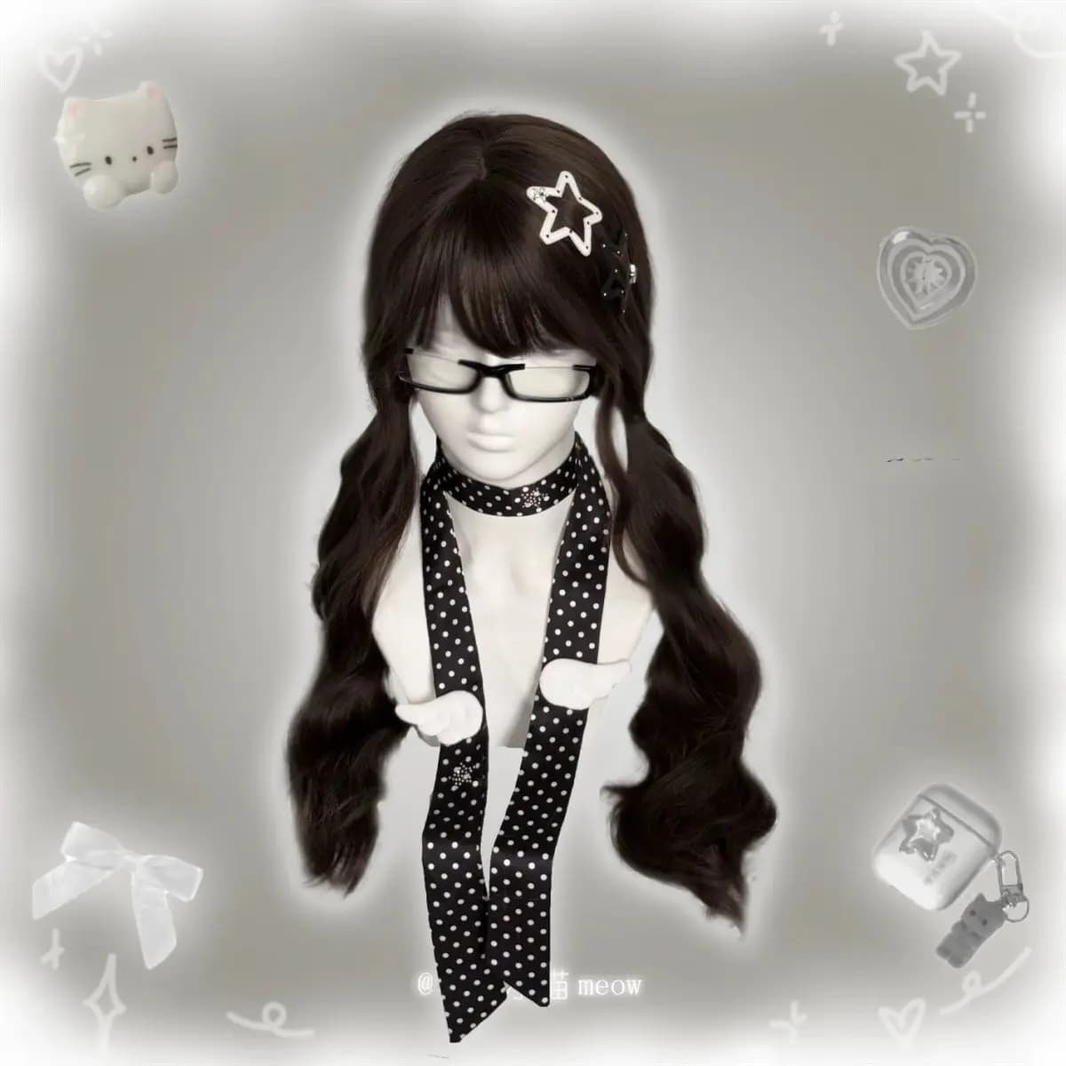 Wing Polka Dot Silk Scarf Spring And Summer Neck Hair Band Neck Long Protection Strip Daily Dressing Up Accessories Sweet Girls