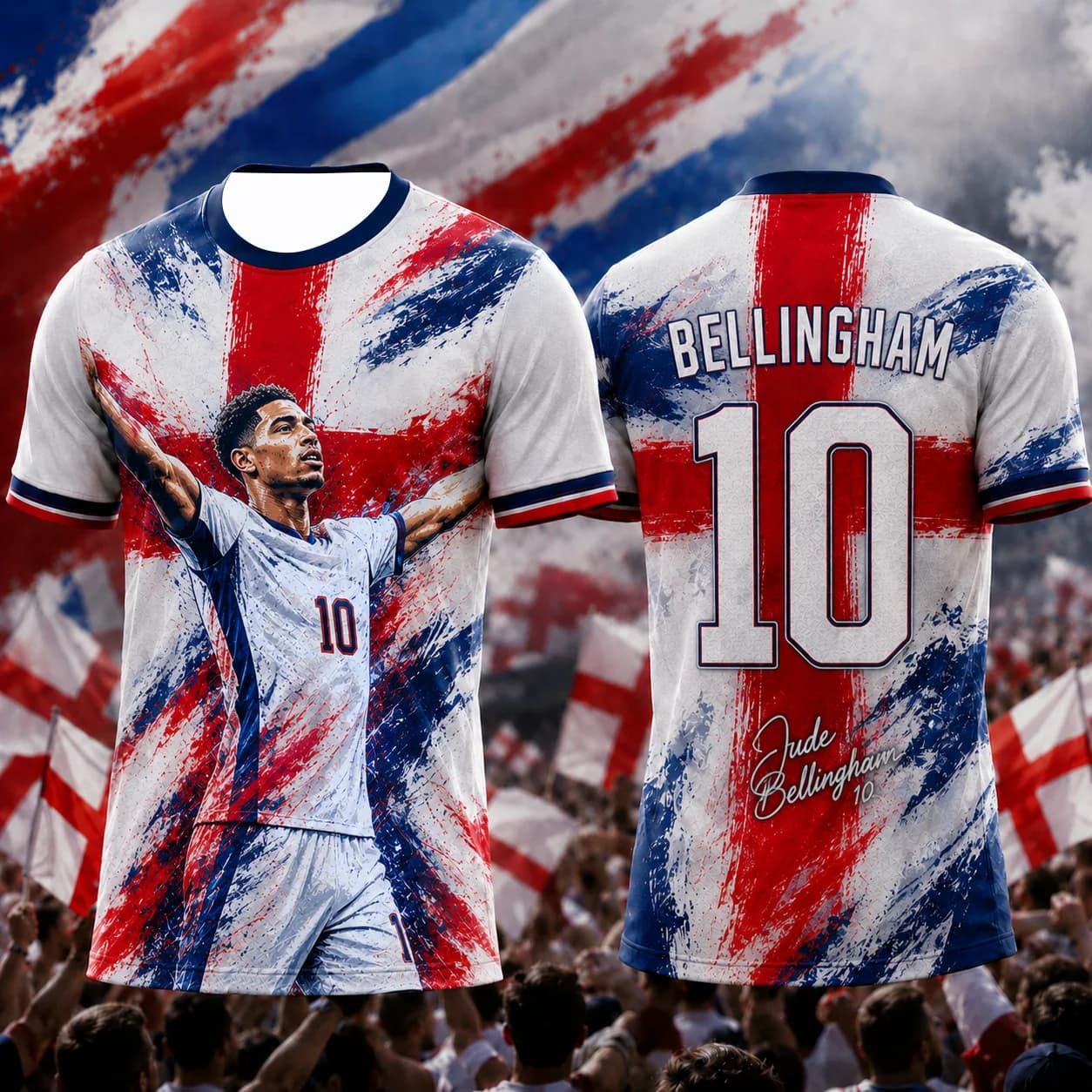 England 2026 3D All Over Print T-Shirt Men Women Polyester Short Sleeve Quick Dry Breathable Football Jersey Fans Gift