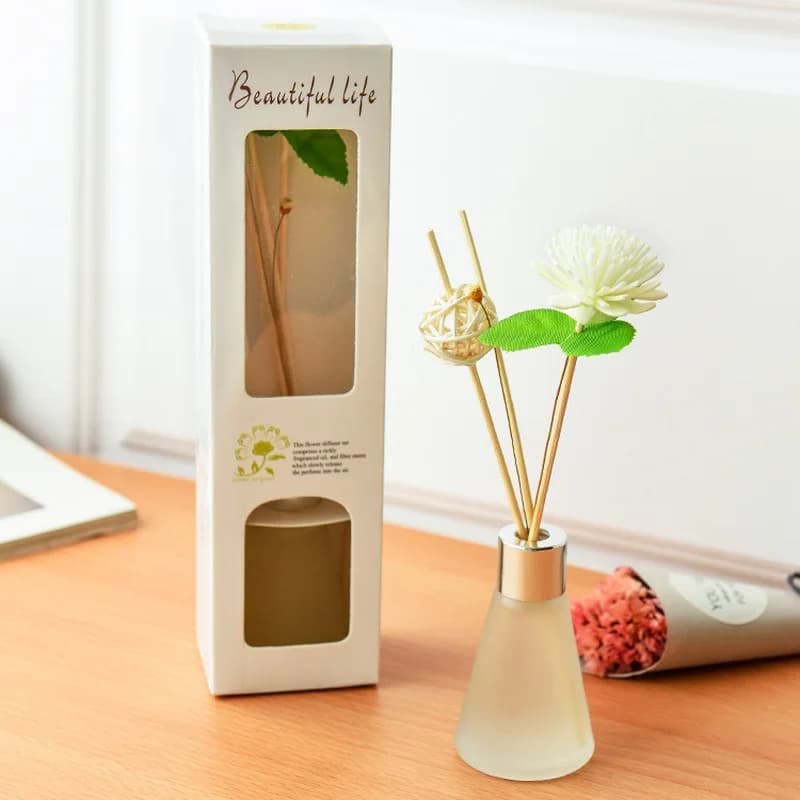 Home Portable Rattan Sticks Relieve Stress Fragrance Purifying Air Exquisite No Fire Aromatherapy DIY Diffuser Set 50ML