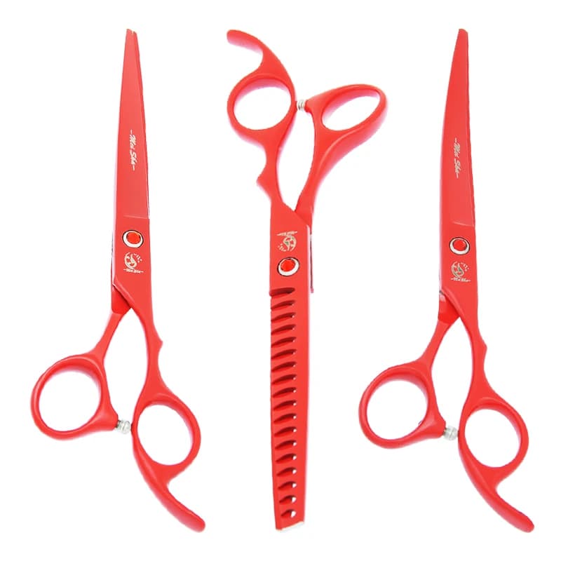7 Inch Pets Dog Grooming Shears JP440C Straight Curved Cutting Animals Hair Scissor Fish Bone Thinning Puppy Cat Scissors B0030A
