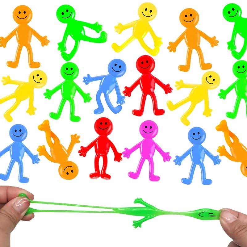 6/12 Pezzi Mini Giocattoli Appiccicosi con Faccine Sorridenti, Piccoli Uomini Elastici Antistress, Giocattoli Fidget, Regalo di Compleanno per Bambini, Premio per la Classe