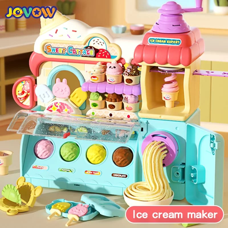 Macchina per noodle in argilla colorata per bambini Strumenti per pasta da gioco fai-da-te Kit di stampi per plastilina per gelato Giocattoli puzzle per ragazzi e ragazze Regalo di compleanno