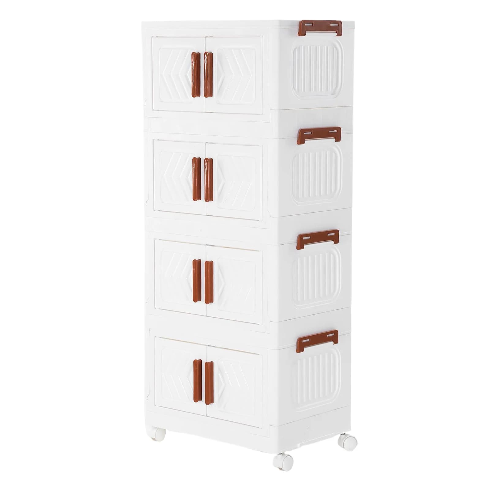 Organizers for Impilable Wardrobe, Folding Cabinet with 4 shelves with Door and Wheels, Folding Shelves for Home, Office, Dormitory