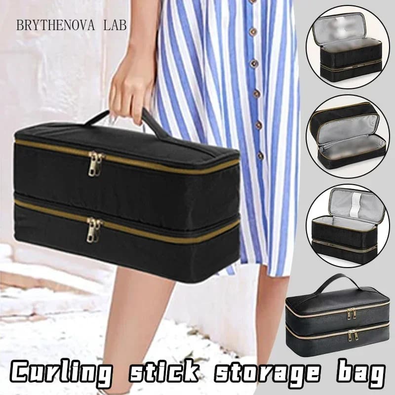 PU Double-layer Hair Dryer Curling Iron Storage Bag Portable Capacity Large Hair Dryer Bag for Shark Flexstyle/dyson Airwrap